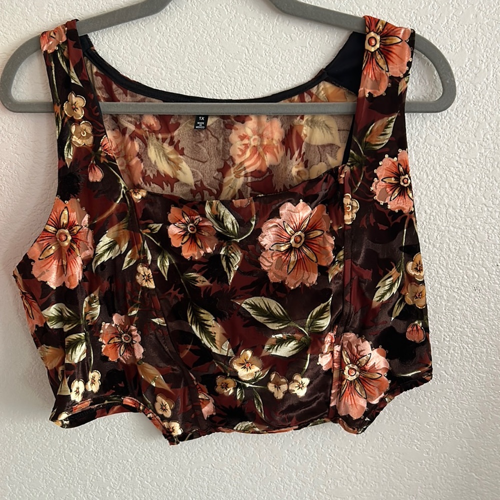 plus vintage brown velvet corset top